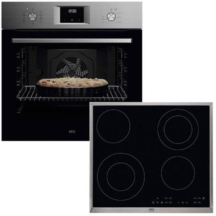 AEG OA5AB21SM + HK634021XB Φούρνος άνω Πάγκου 72lt με Κεραμικές Εστίες Π60cm Inox AEG OA5AB21SM + HK634021XB Fournos ano Paggou 72lt me Keramikes Esties P60cm Inox